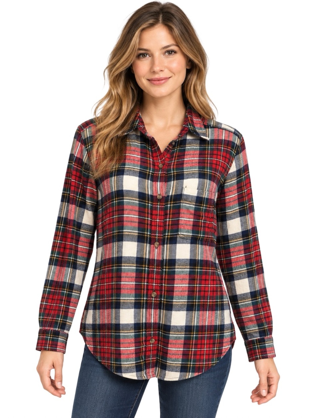 American Eagle Ahh-Mazingly Soft Plaid Boyfriend Flannel Shirt Red Small